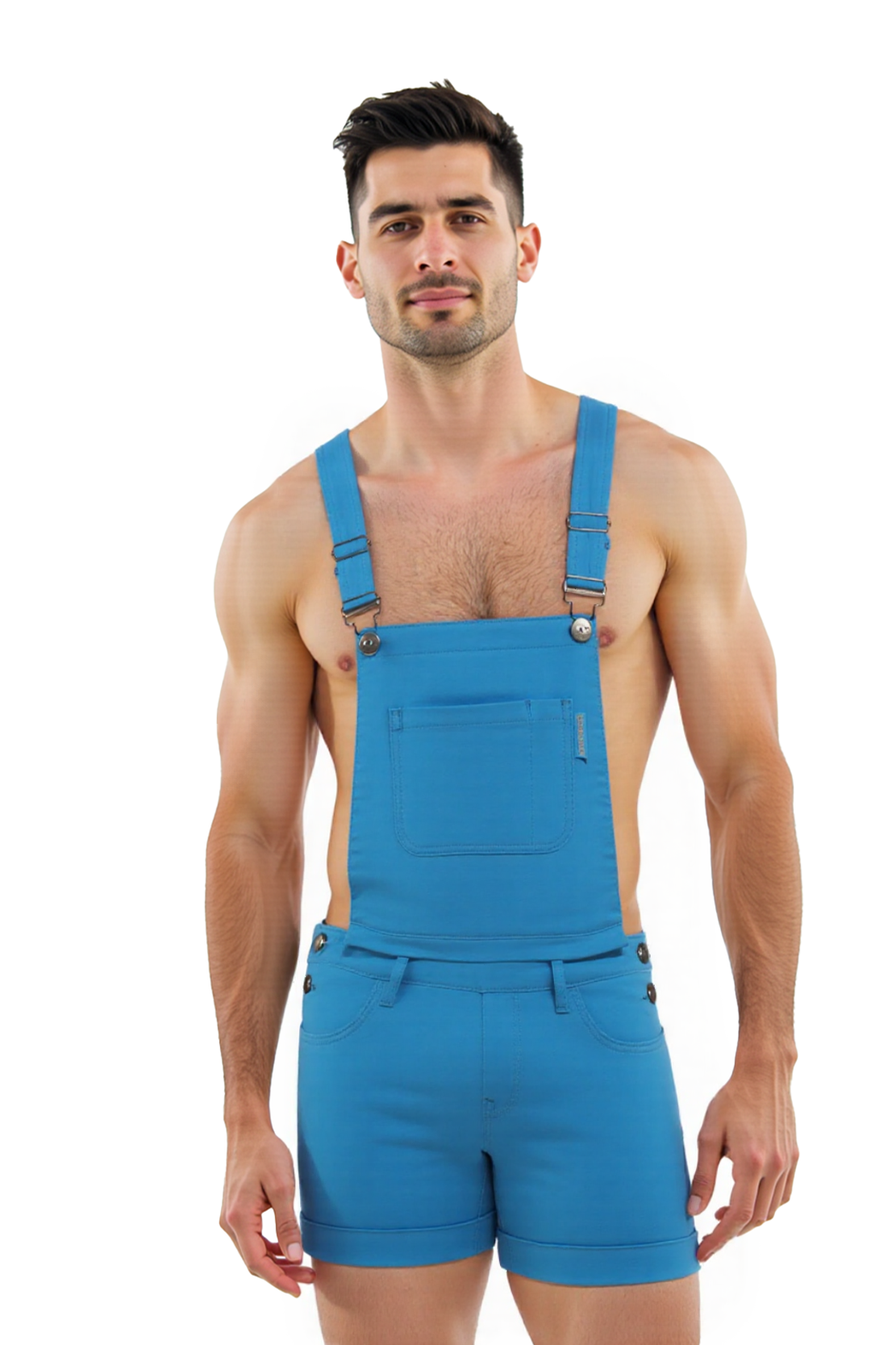 Joylgbt Snap-On Suspender Outfit – Versatile Blue Shorts with Removable Front Panel