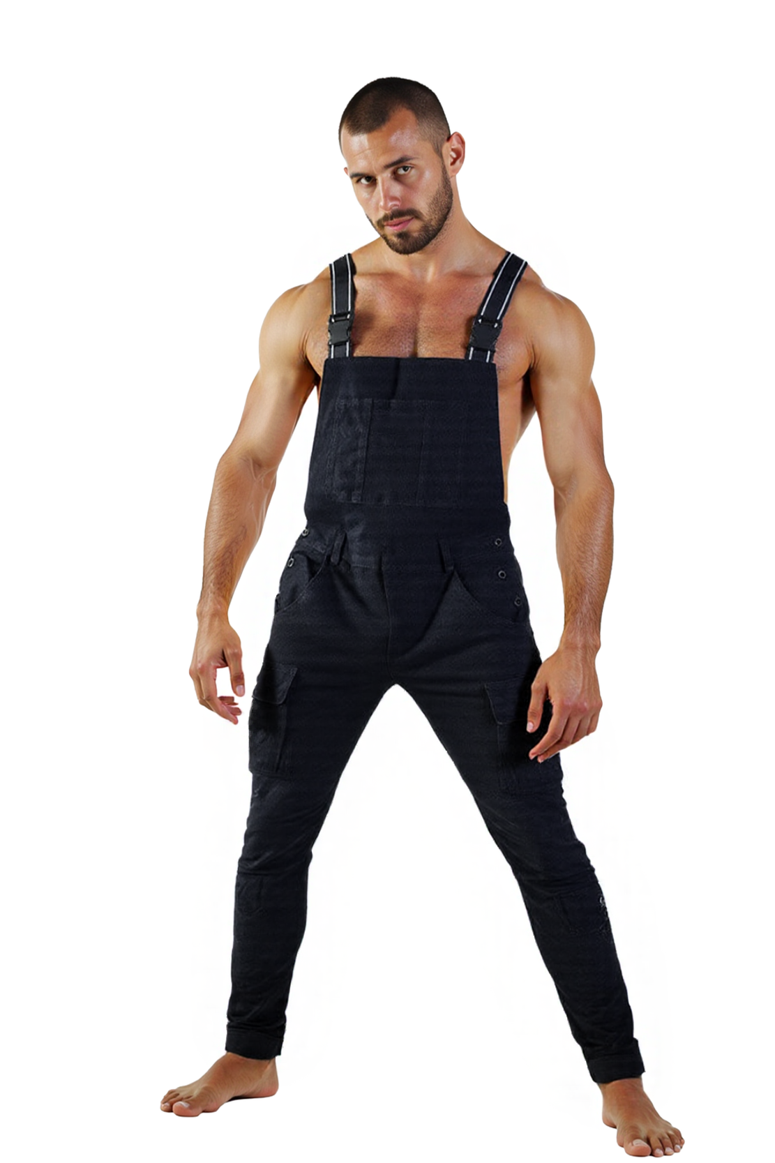 Joylgbt Men's Tactical Stretch Overalls – Sleeveless Slim Fit Cargo Jumpsuit