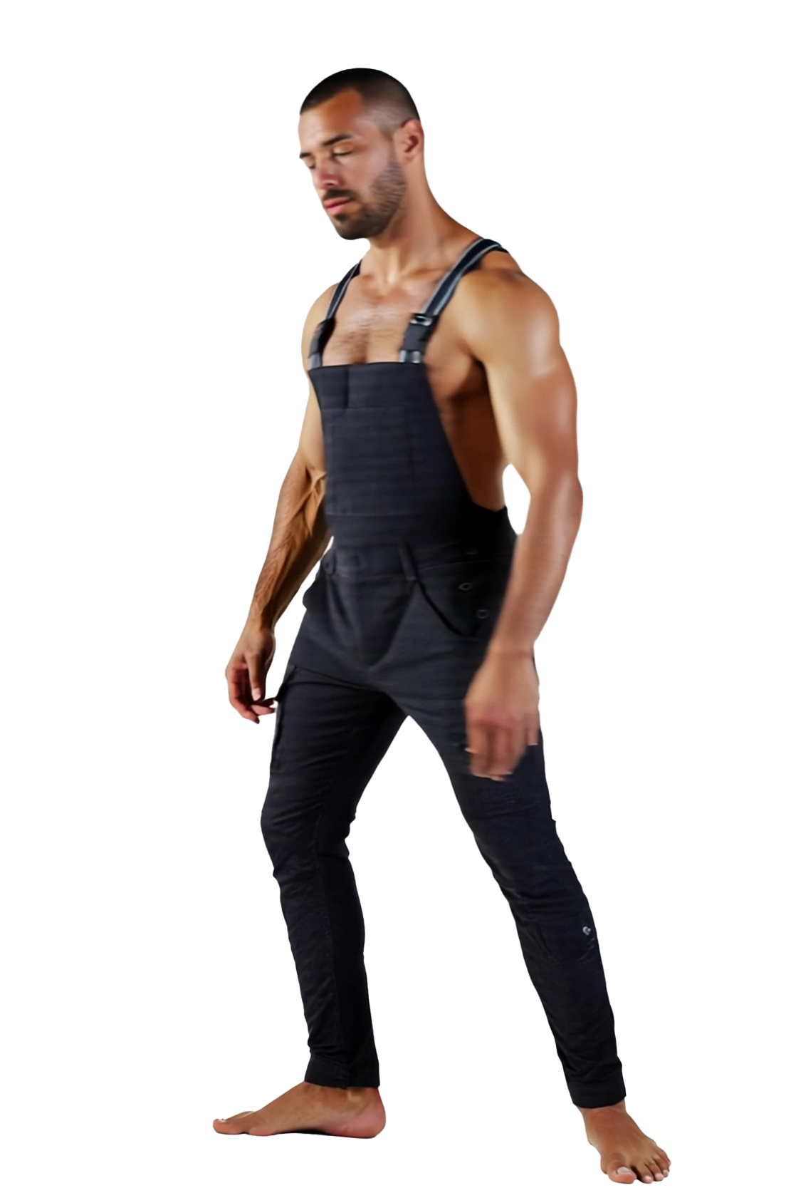 Joylgbt Men's Tactical Stretch Overalls – Sleeveless Slim Fit Cargo Jumpsuit