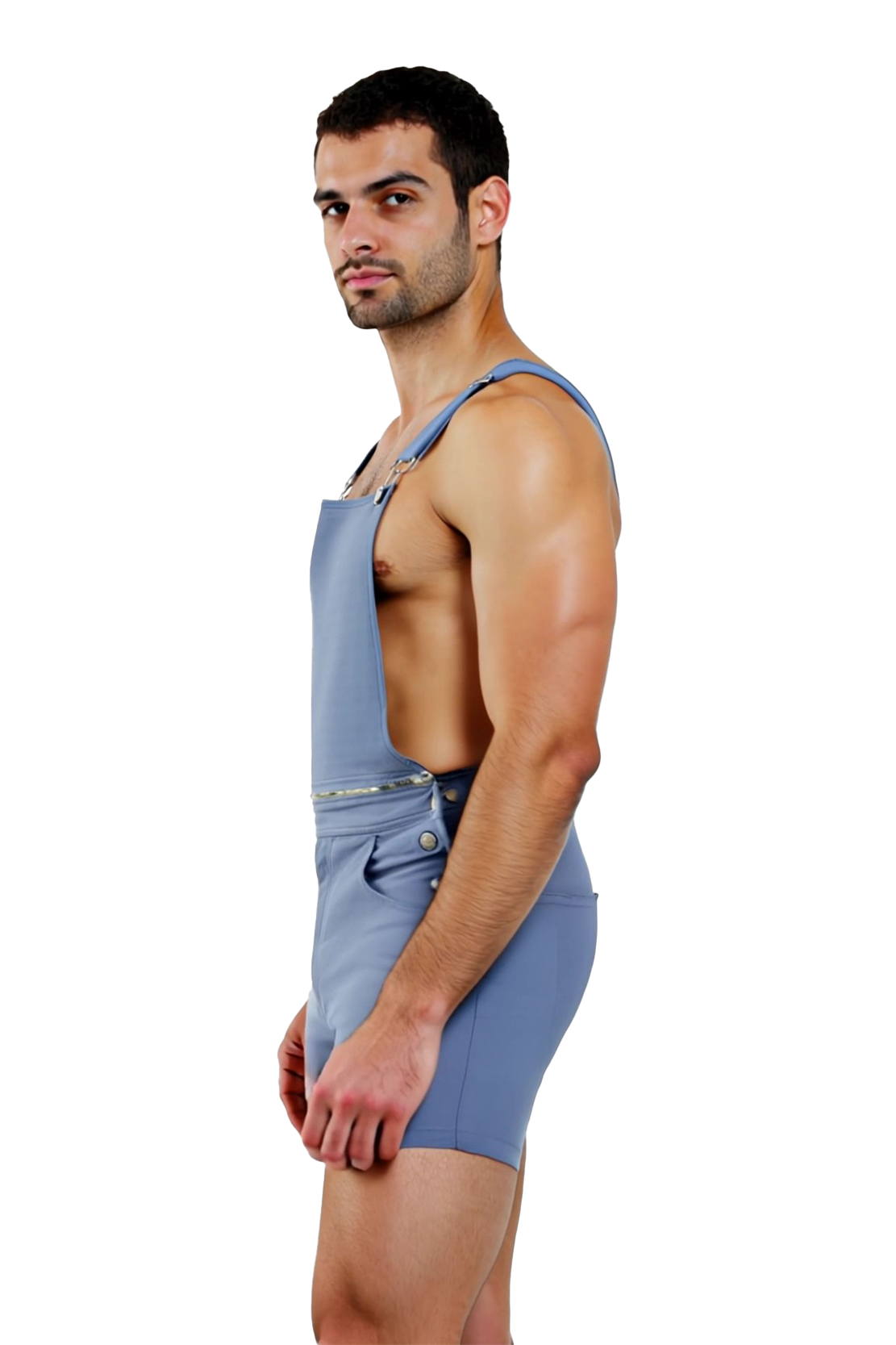 Joylgbt  Sleek Blue Suspender-Style Jumpsuit with Pocket Detail