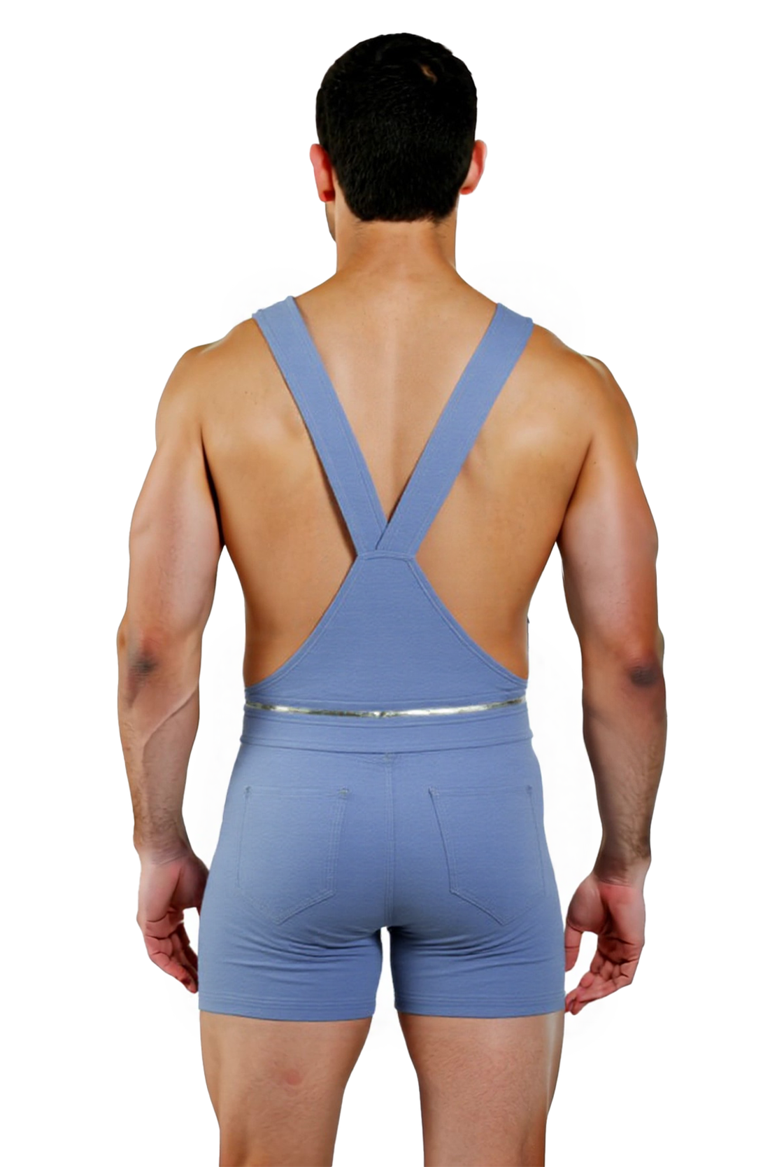 Joylgbt  Sleek Blue Suspender-Style Jumpsuit with Pocket Detail