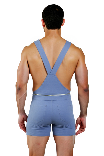 Joylgbt  Sleek Blue Suspender-Style Jumpsuit with Pocket Detail