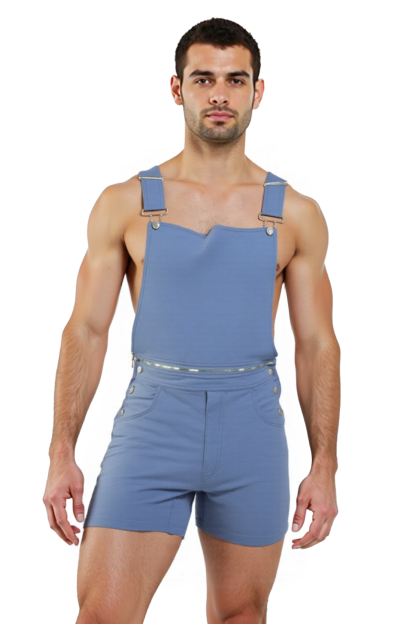 Joylgbt  Sleek Blue Suspender-Style Jumpsuit with Pocket Detail