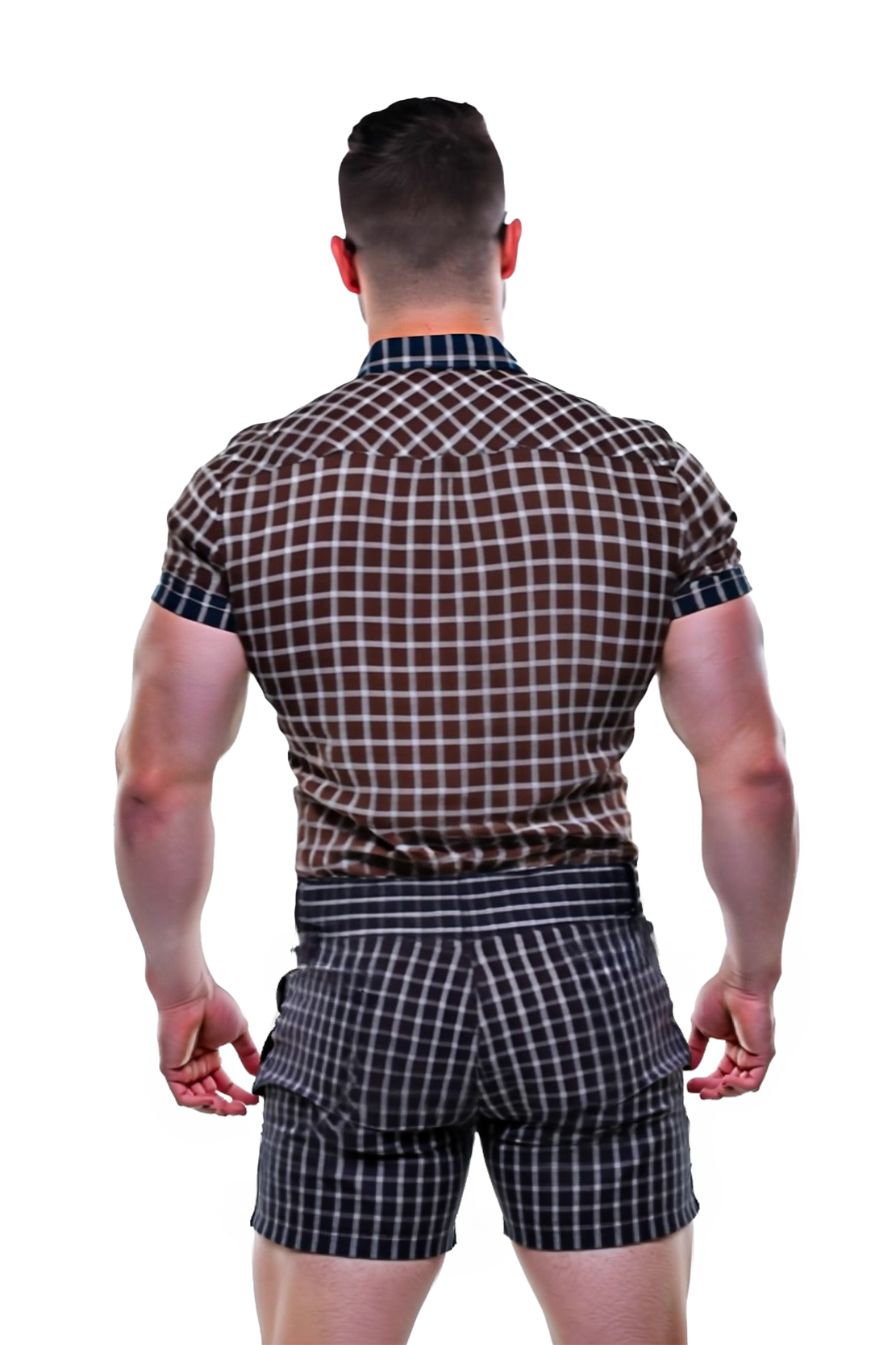 Joylgbt Stylish Checkered Button-Up Shirt and Coordinated Shorts