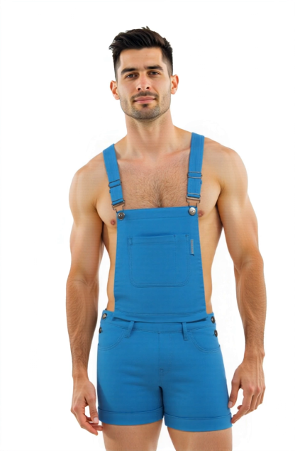 Joylgbt Snap-On Suspender Outfit – Versatile Blue Shorts with Removable Front Panel