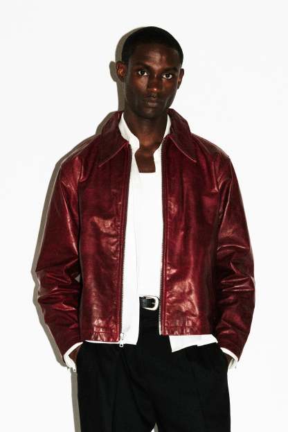 Cherry Leather Blouson Jacket