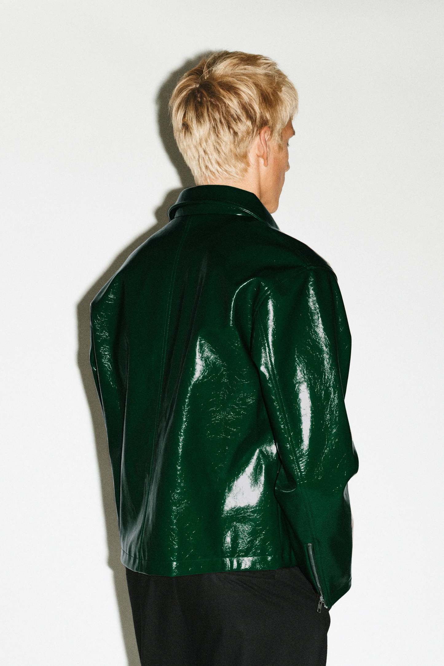 Bottle Green Vinyl Blouson Jacket