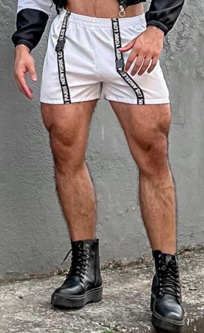 Street-Style Contrast Tracksuit - Hooded Windbreaker and Vibrant Shorts