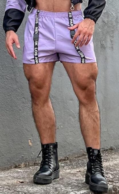 Street-Style Contrast Tracksuit - Hooded Windbreaker and Vibrant Shorts