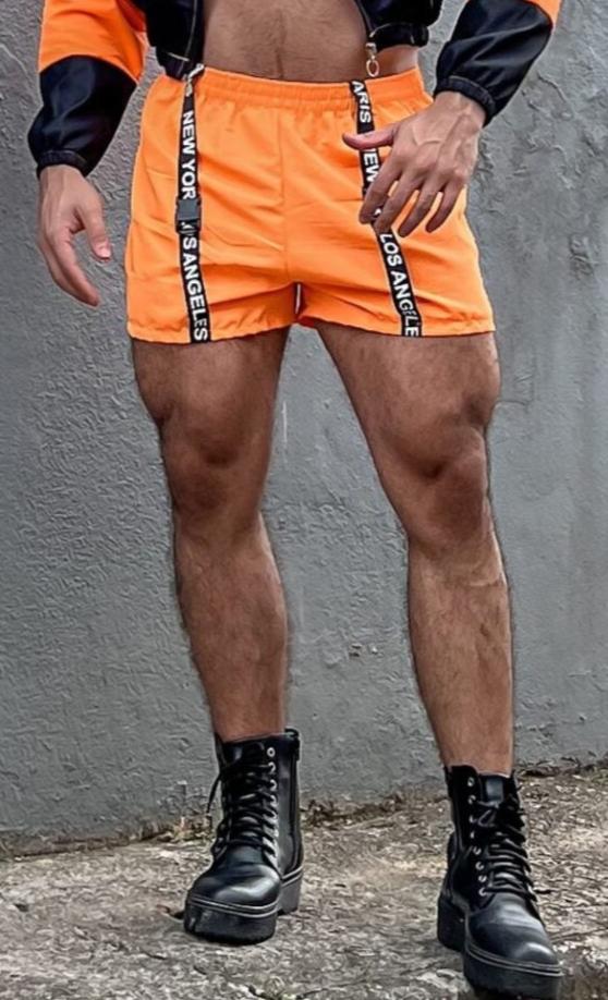 Street-Style Contrast Tracksuit - Hooded Windbreaker and Vibrant Shorts