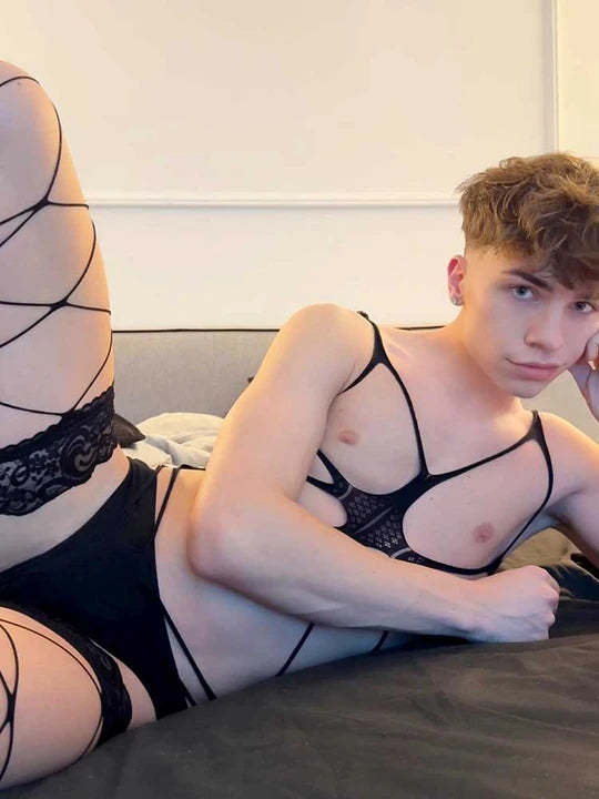 Men's Sexy Fishing Net Cutout Three-Piece Set
