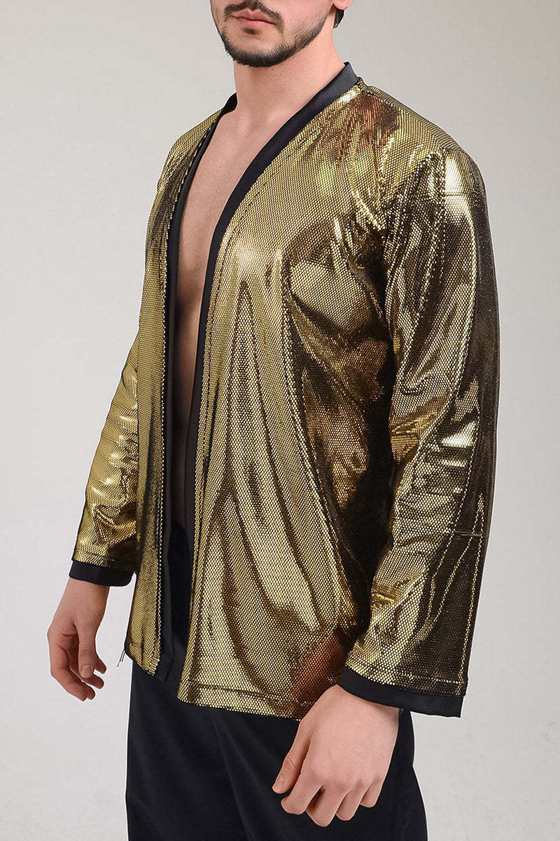 Dazzling Metallic Gold Kimono with Fringe: Perfect for Boho Vibes!