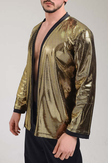 Dazzling Metallic Gold Kimono with Fringe: Perfect for Boho Vibes!