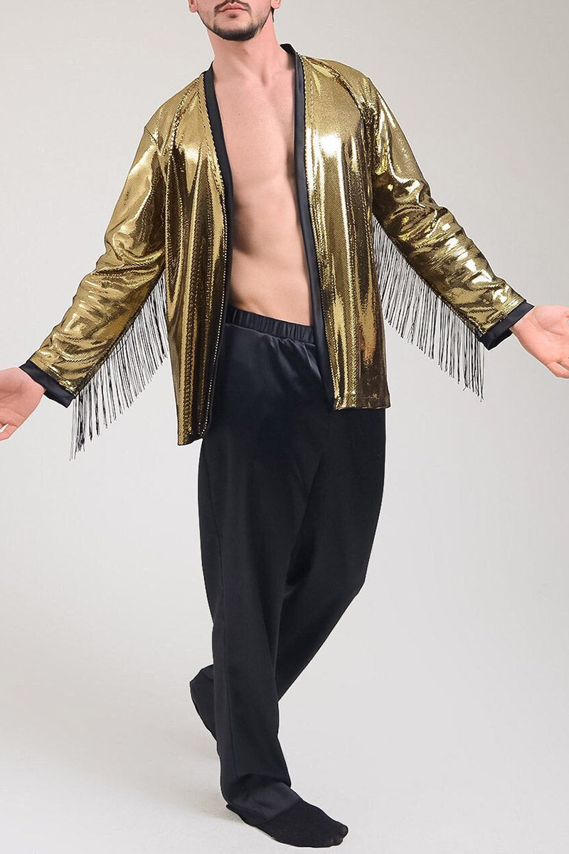 Dazzling Metallic Gold Kimono with Fringe: Perfect for Boho Vibes!