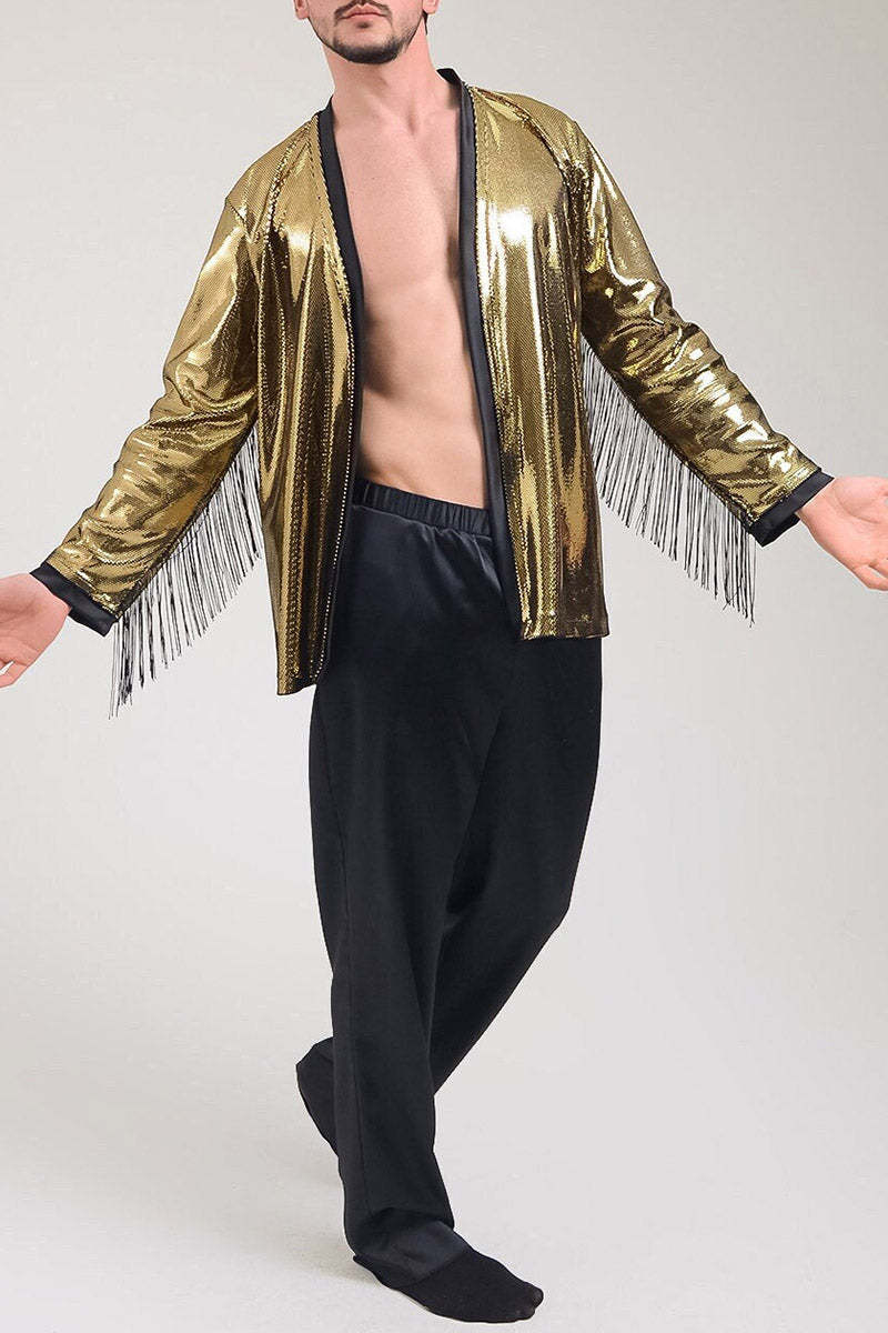 Dazzling Metallic Gold Kimono with Fringe: Perfect for Boho Vibes!