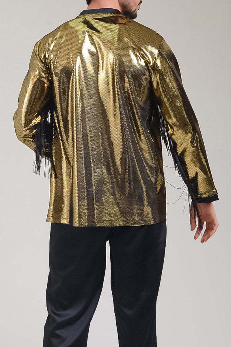 Dazzling Metallic Gold Kimono with Fringe: Perfect for Boho Vibes!