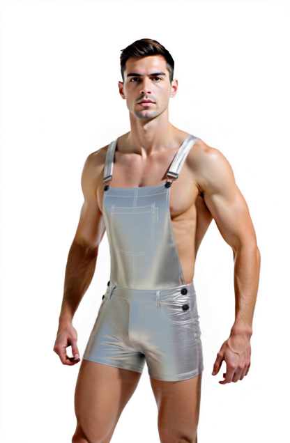 JoyLgbt‘s Dazzling Gold & Silver Metallic Overalls Romper - Stand Out in Radiance
