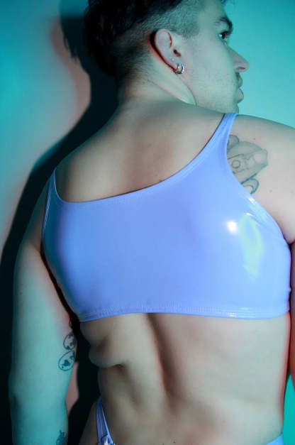 Mens Lilac PU Leather Bralette Sets