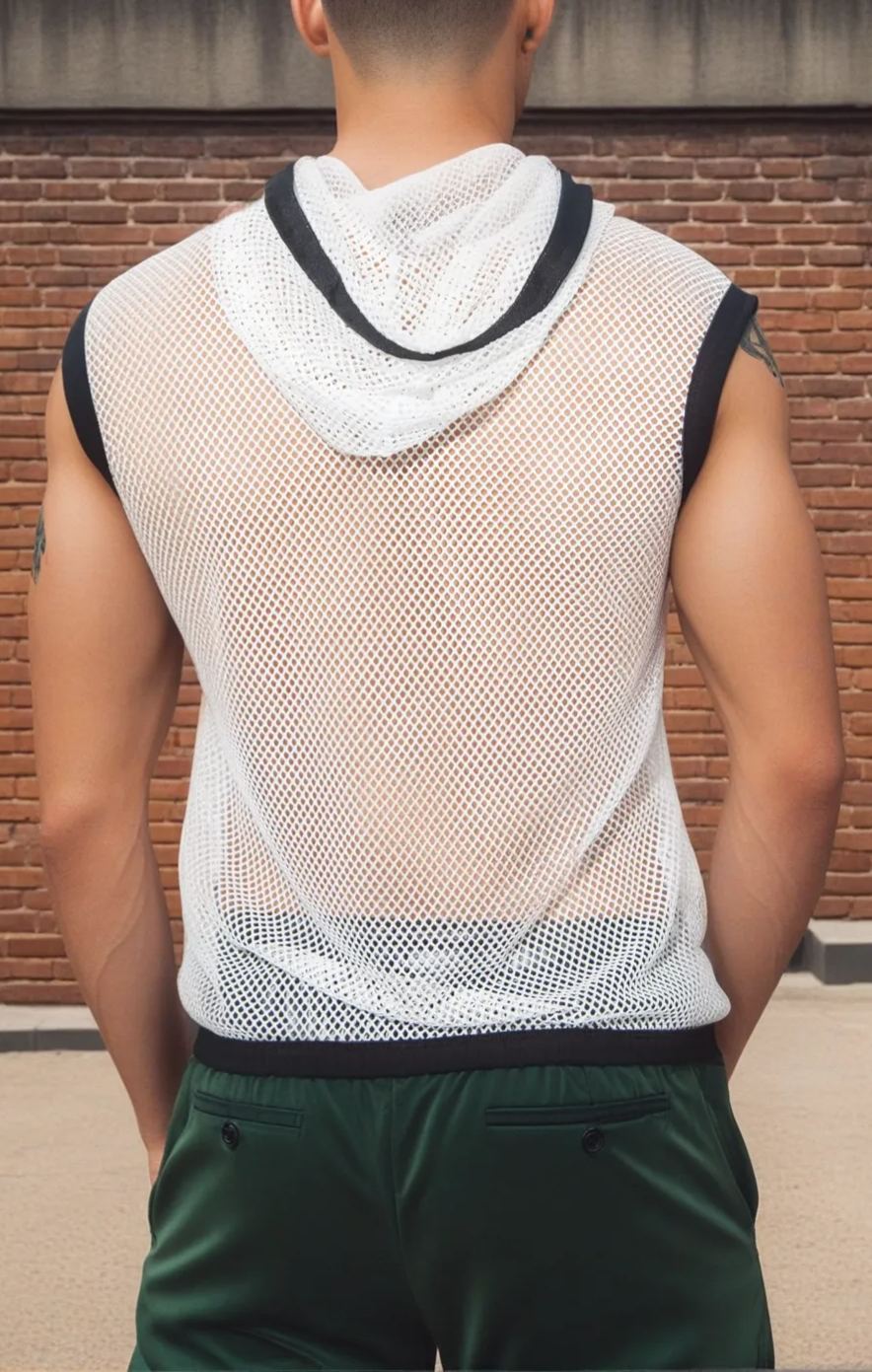 Edgy White Mesh Hoodie by Fabpride