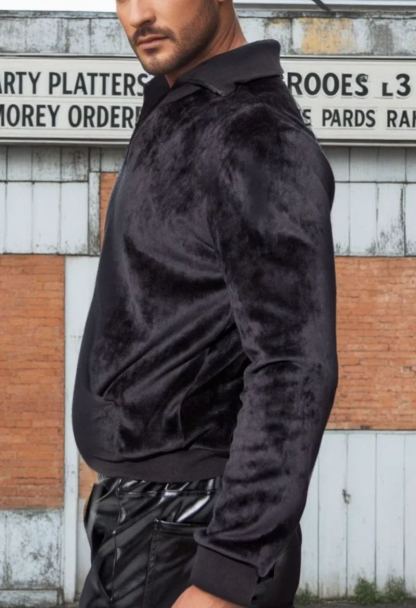 Elegant Black Velvet Sweatshirt by Fabpride