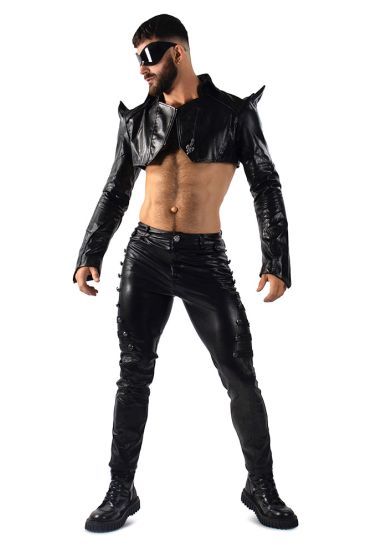 Edgy Commodore Military Faux Leather Pants