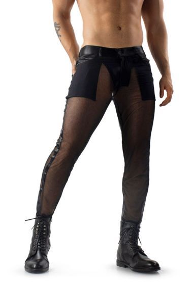Transparent Mesh Tuxedo Pants – Bold & Elegant Design