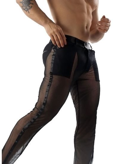 Transparent Mesh Tuxedo Pants – Bold & Elegant Design