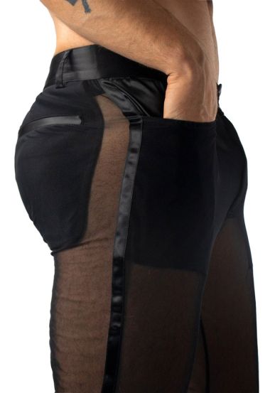 Transparent Mesh Tuxedo Pants – Bold & Elegant Design