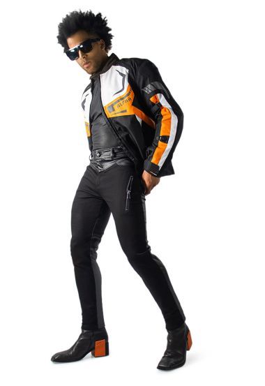 Slim Fit Mixed Twill Faux Leather Pants