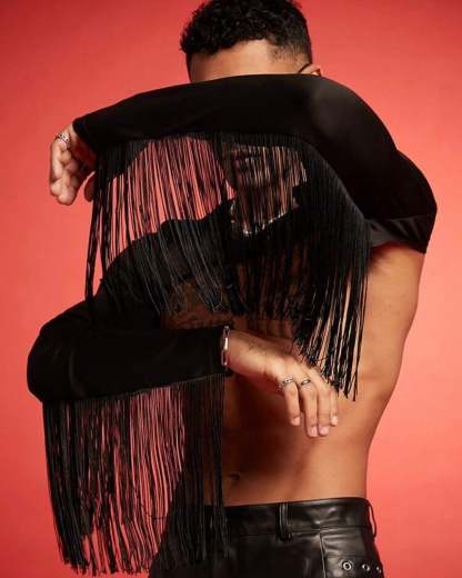 Fabpride Men's Fringe Open-Back Crop Top
