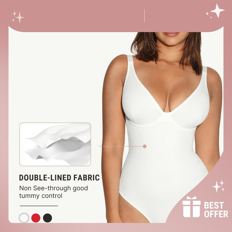 Pay 1 Get 2 - Women V-Neck Bodysuit Thong Shapewear
