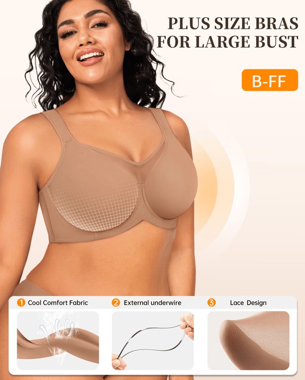 Pay 1 Get 3 - Elegant Sheer Full Coverage Minimizer Bra