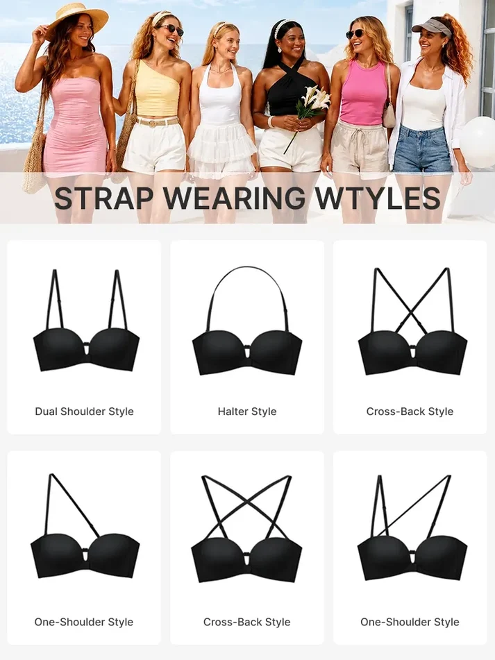 Pay 1 Get 2 - Women's Strapless Front Closure Push-Up Bra