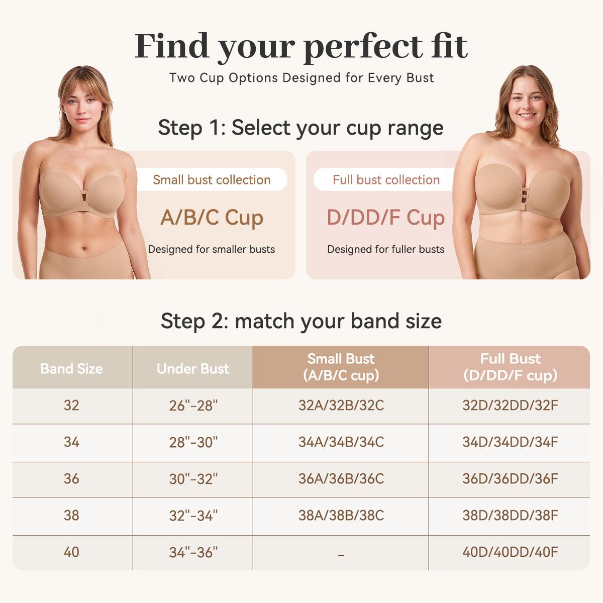 LUCKMEEY Womens Strapless Front Closure Bra Push Up Lift Bra Padded Add Cup Non Slip  Anti-Slip Grip & Removable Straps Fit Outfits Wireless Supportive  Seamless Comfortable
