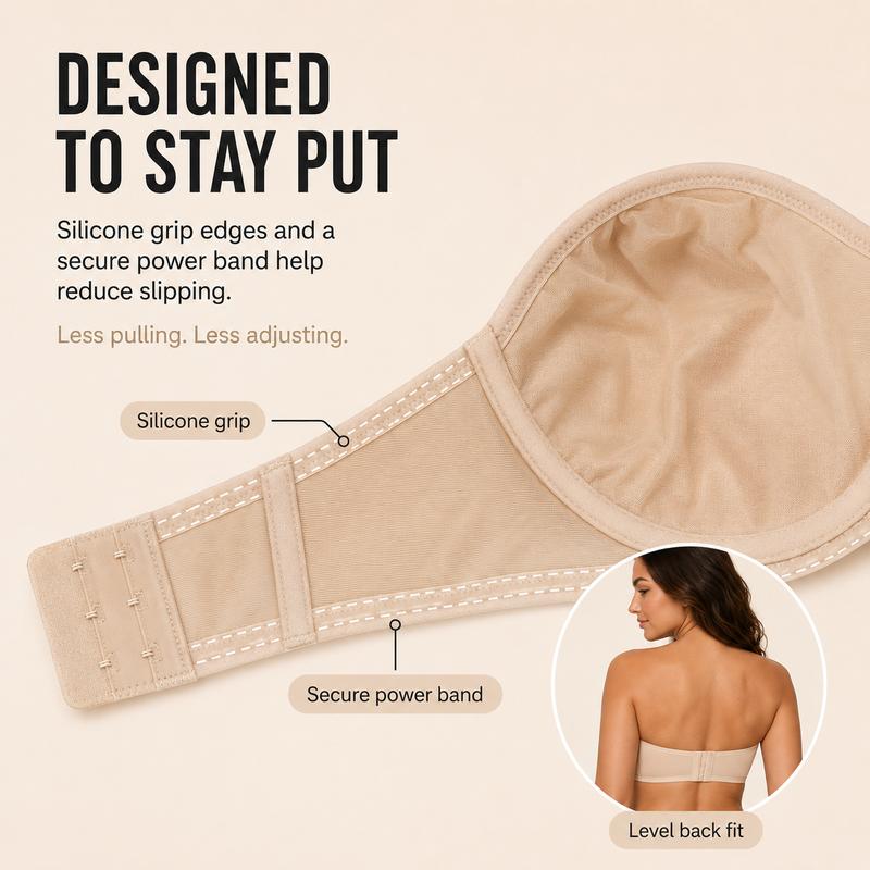 Pay 1 Get 3 - Women's Convertible Strapless Minimiser Bandeau Bra