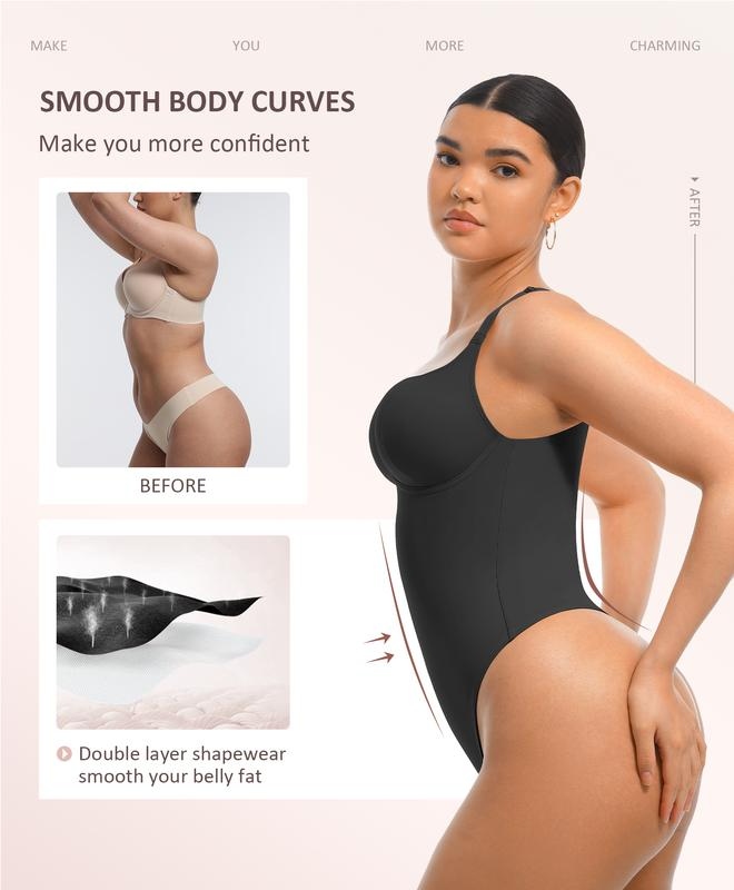 Pay 1 Get 2 - Women V-Neck Bodysuit Thong Shapewear