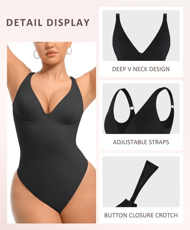 Pay 1 Get 2 - Women V-Neck Bodysuit Thong Shapewear