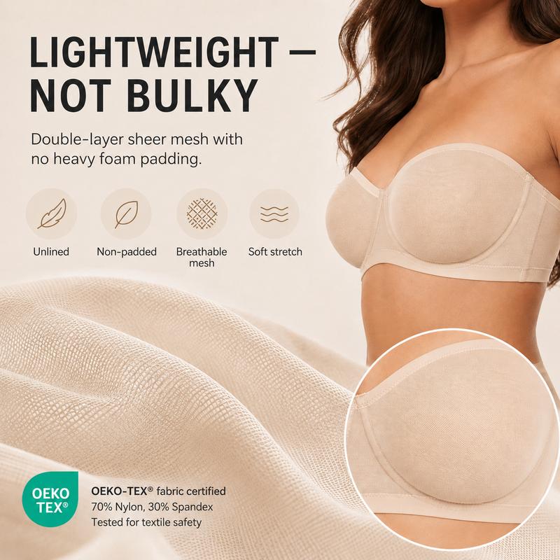 Pay 1 Get 3 - Women's Convertible Strapless Minimiser Bandeau Bra