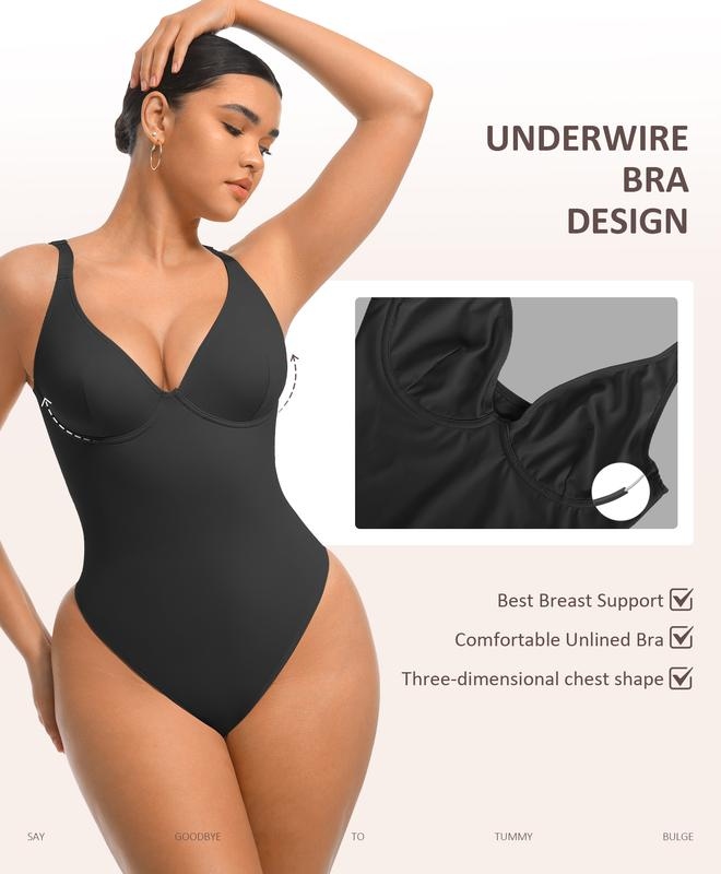 Pay 1 Get 2 - Women V-Neck Bodysuit Thong Shapewear