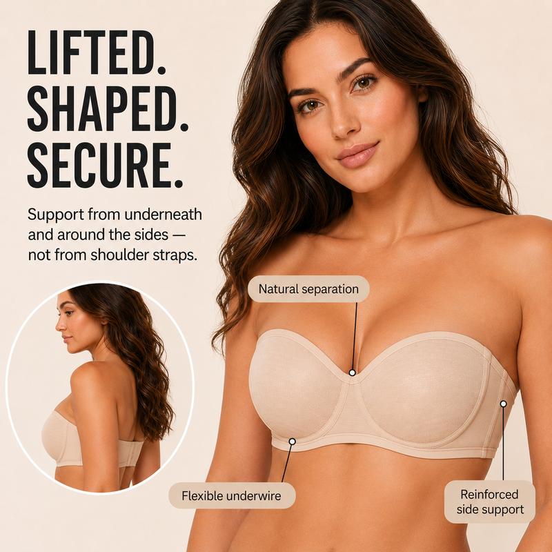 Pay 1 Get 3 - Women's Convertible Strapless Minimiser Bandeau Bra