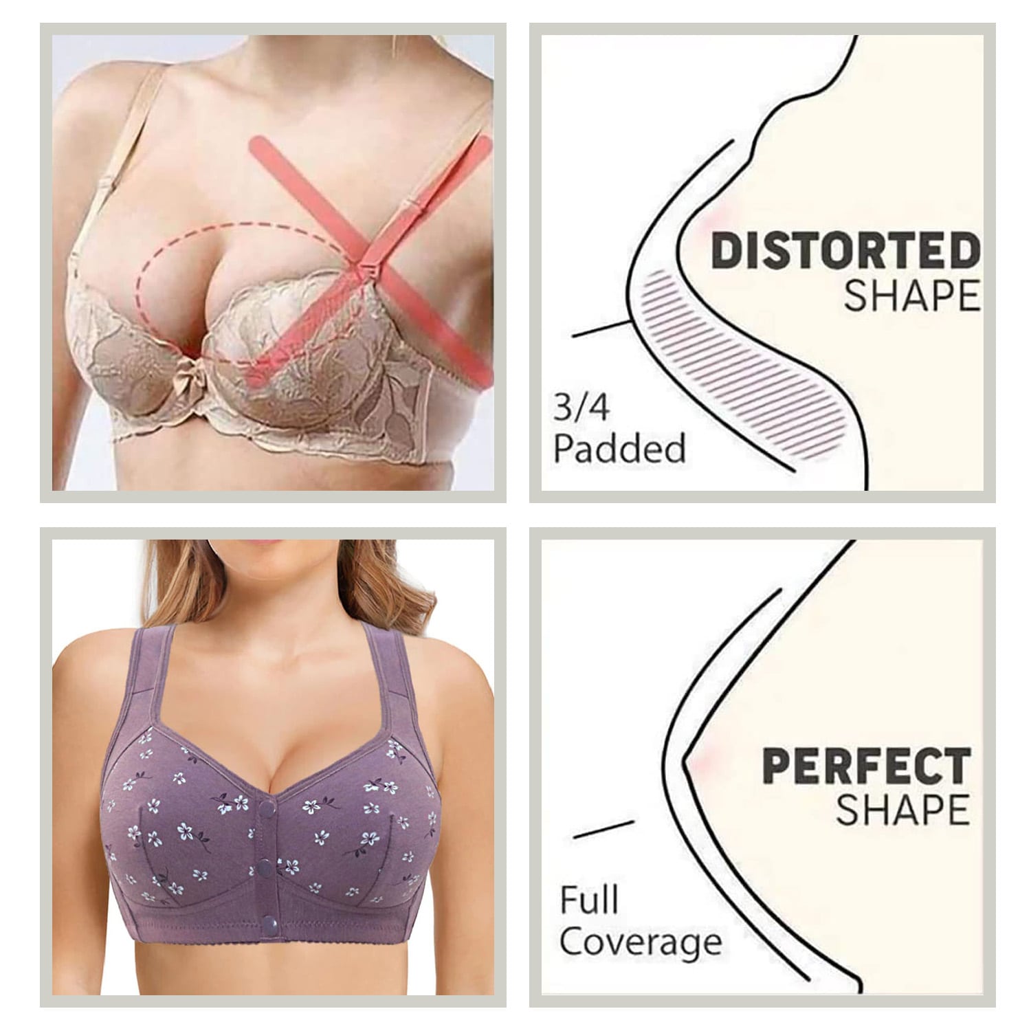 Daisy Bra - Pay 1 Get 3 - Comfortable & Convenient Front Button Bra