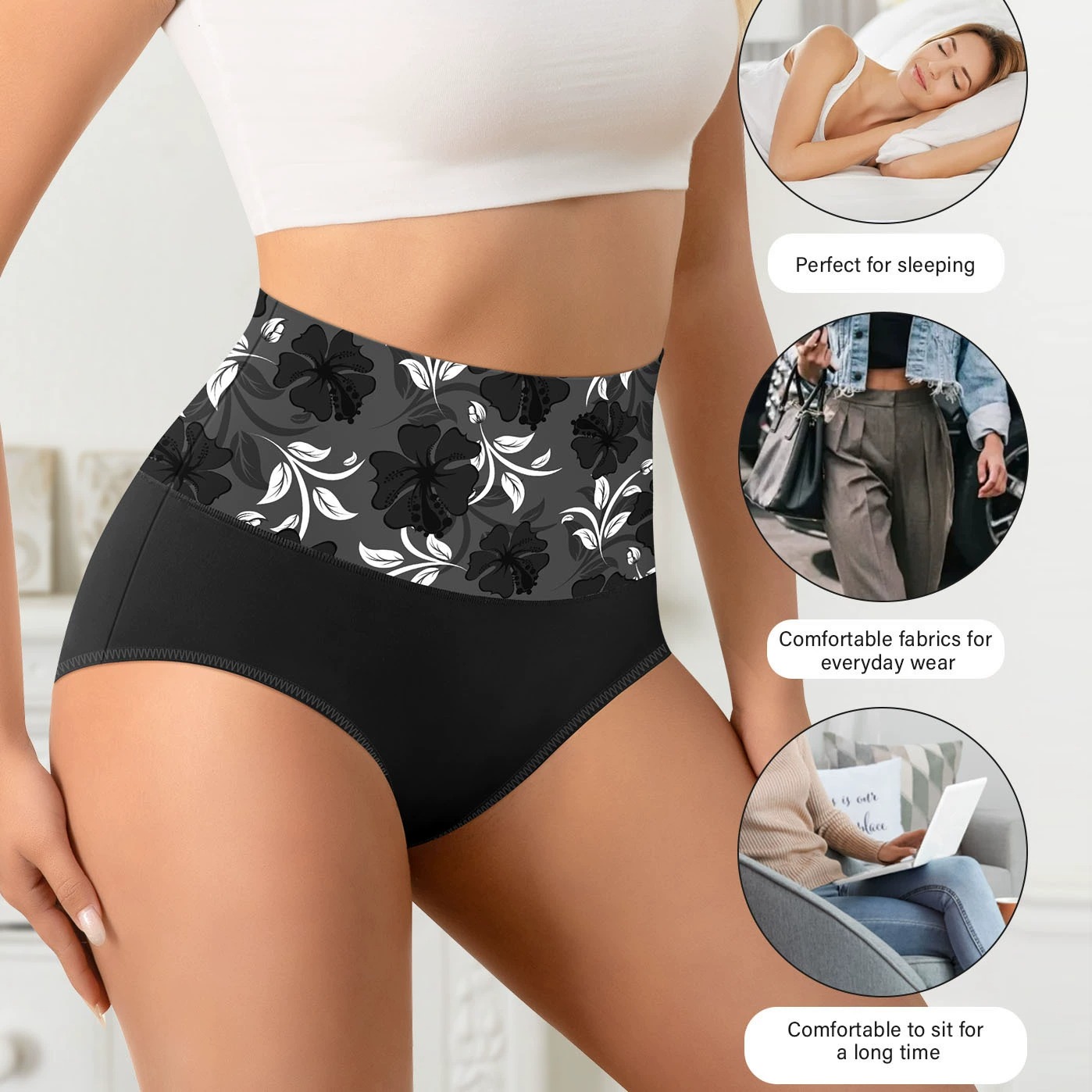 8 PACKS🔥High Waist Abdominal Abtibacterial Panties