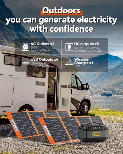 Flashfish P56 299Wh 330W 78000mAh 110V 220V 240V Estación de energía solar portátil, generador solar, batería externa para exteriores, ideal para acampar