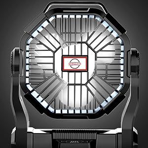 【Brisa Alpine】Ventilador Batería para Camping 10400mAh, Potente y Silencioso 4 Velocidades con Luz LED y Gancho, Ventilador Portátil USB Recargable para Tienda Caravana Exterior Viaje Sobremesa【¡ENVÍO GRATIS A TODO EL MUNDO! 🌎】-JVB's Adventure