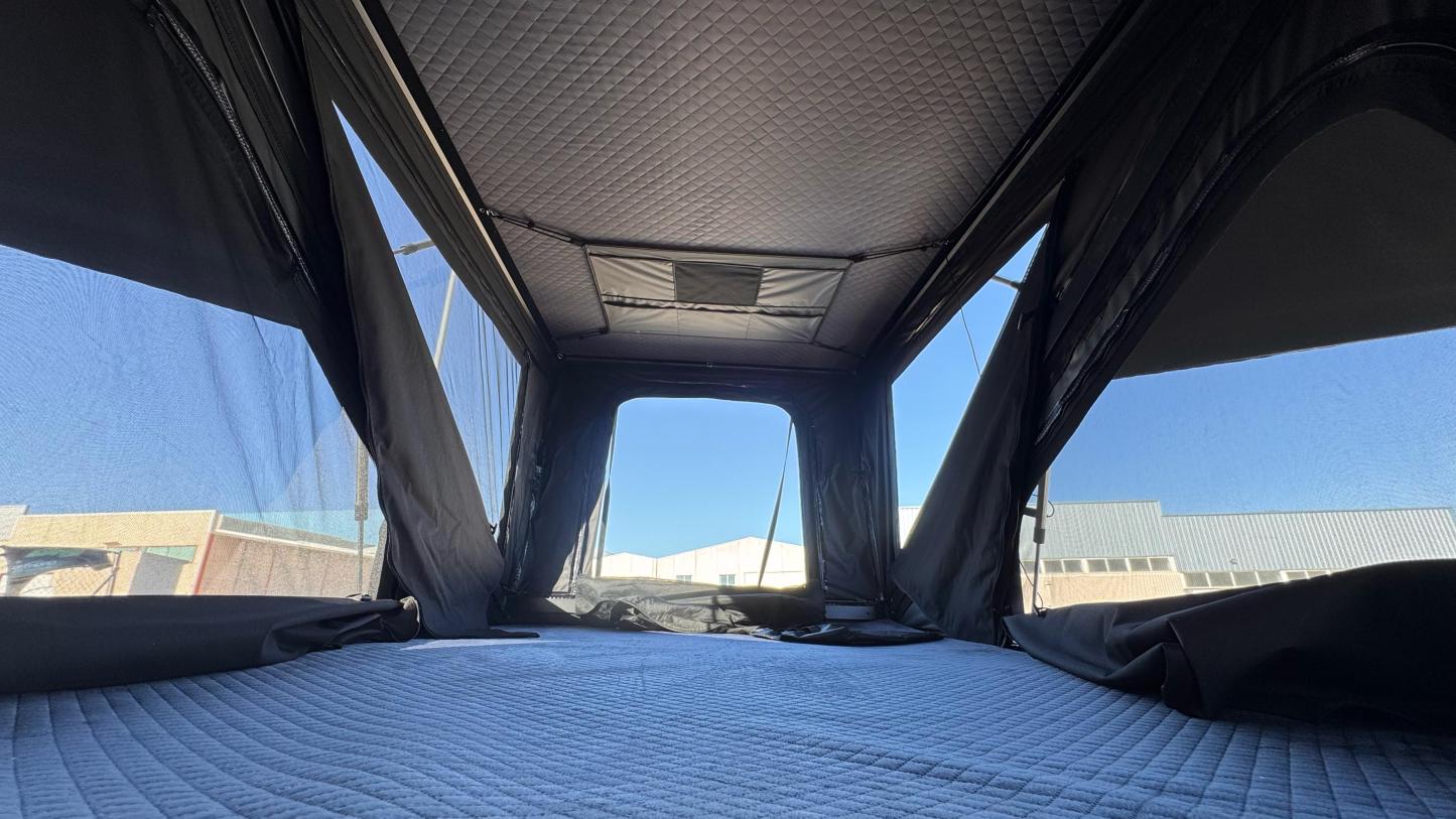 【JVB Andes】Diseño en Z-Tienda de Techo 4 Plazas - Caparazón Rígido · Instalación 30 segundos · Blackout 4 Estaciones · Impermeable UV · Aluminio SUV/Jeep/Pickup