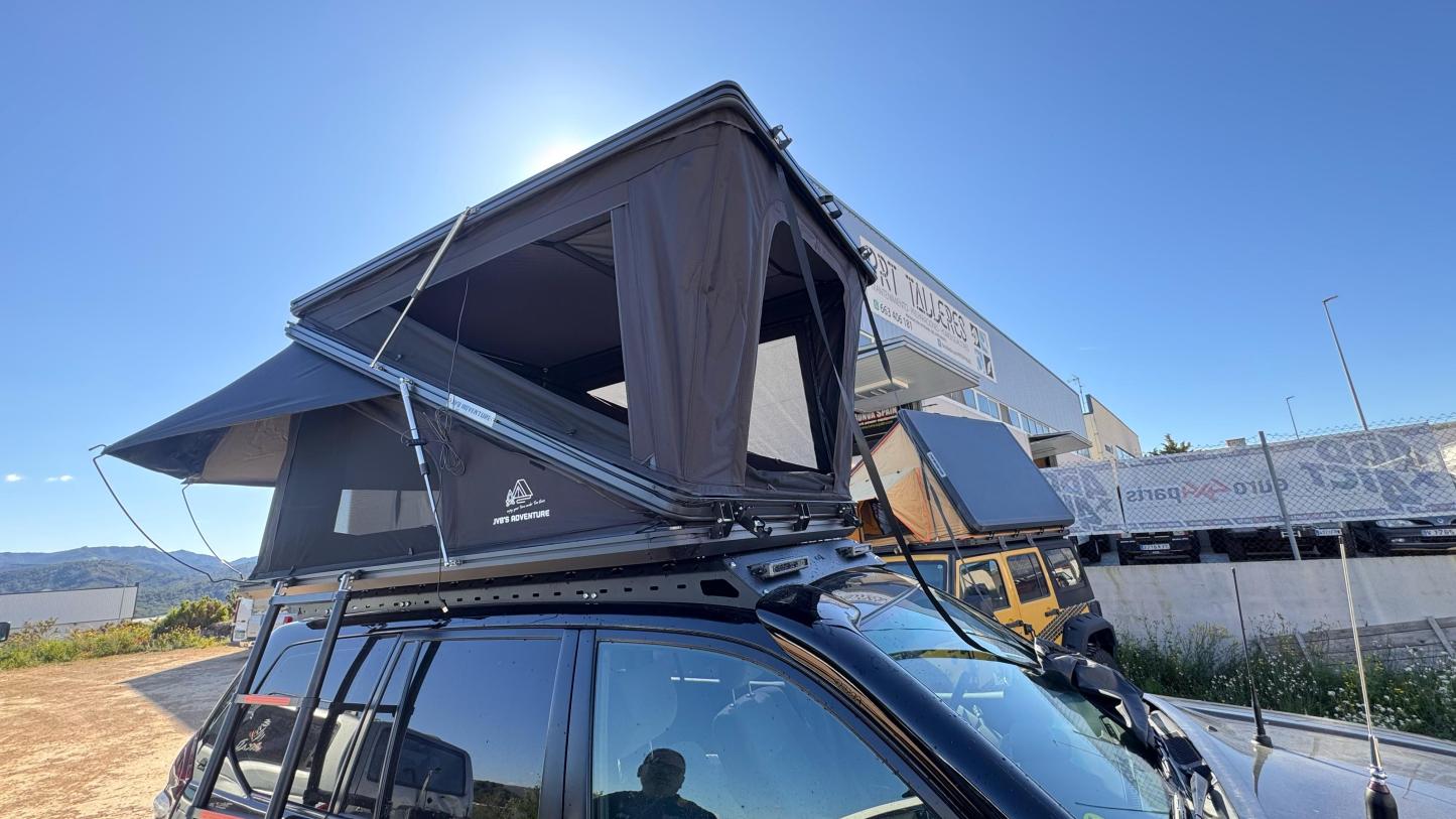 【JVB Andes】Diseño en Z-Tienda de Techo 4 Plazas - Caparazón Rígido · Instalación 30 segundos · Blackout 4 Estaciones · Impermeable UV · Aluminio SUV/Jeep/Pickup