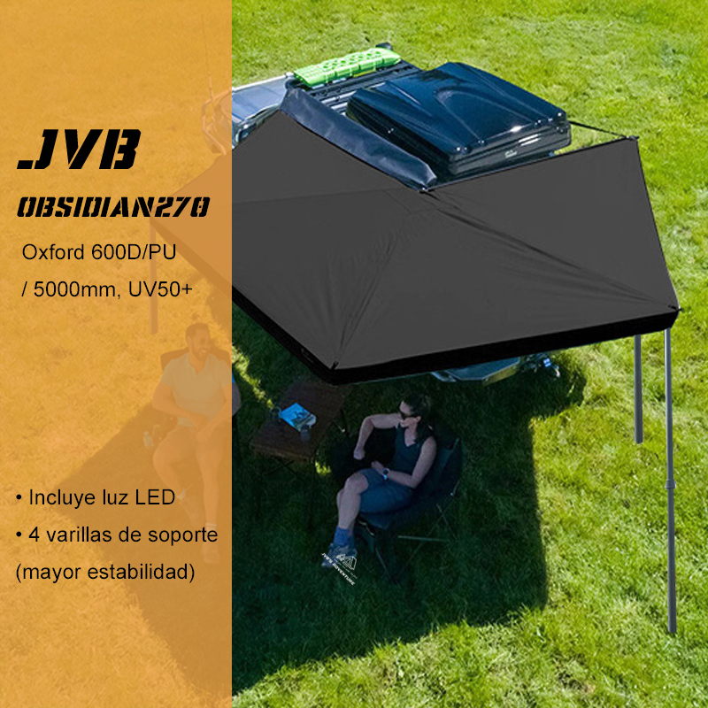 Toldo Lateral Coche 270º, Toldo Impermeable Vehículo, Oxford 600D, Marco Aluminio, para SUV Furgoneta, Camping Overland-JVB's Adventure