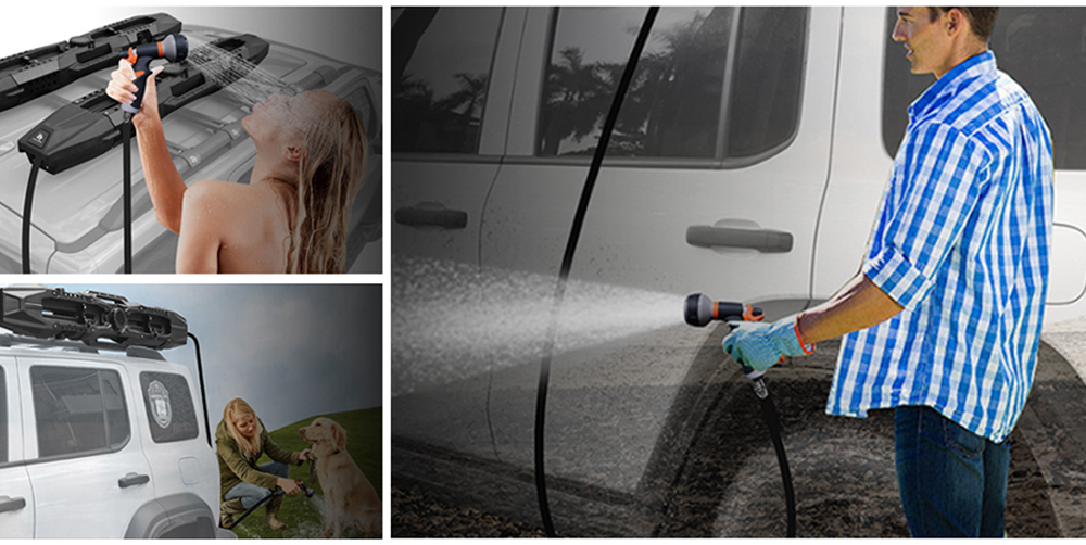 JVB ArowanaDepósito de agua portátil para vehículos con manguera retráctil de alta presión integrada