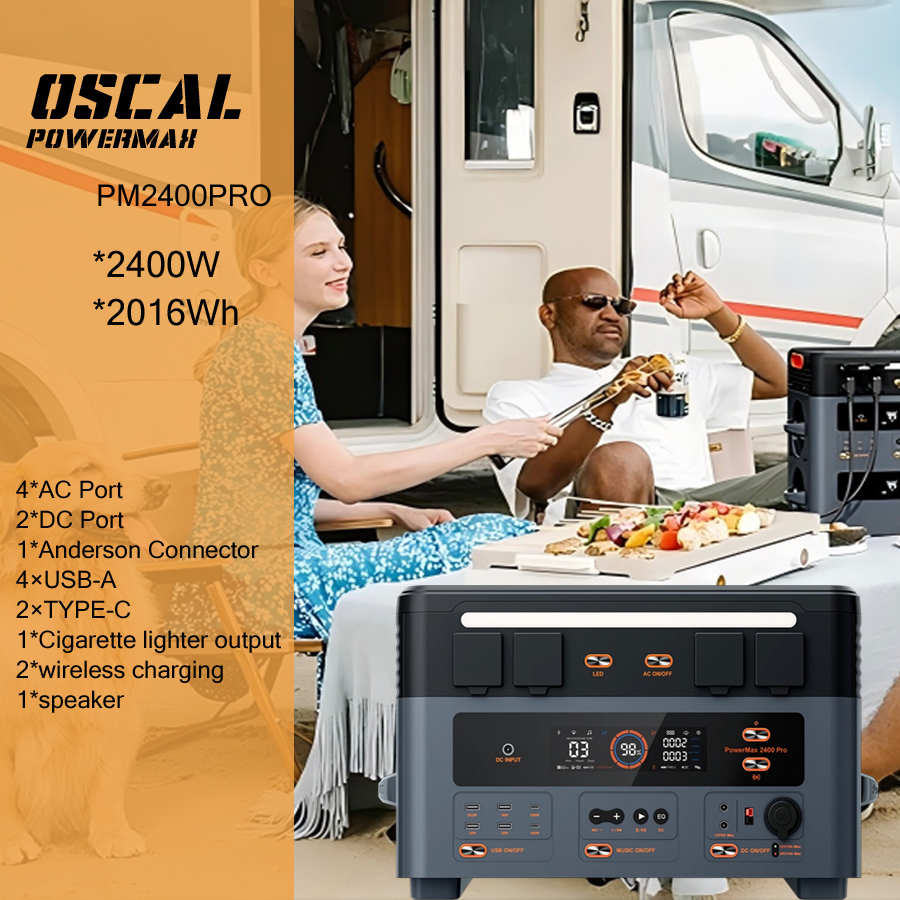 OSCAL PM2400PRO (2400W) Estación Eléctrica Portátil, Generador Solar LiFePO4 de 2016Wh, Carga en 1.2 Horas, Adecuado para Emergencias en el Hogar, Campamento al Aire Libre-JVB's Adventure