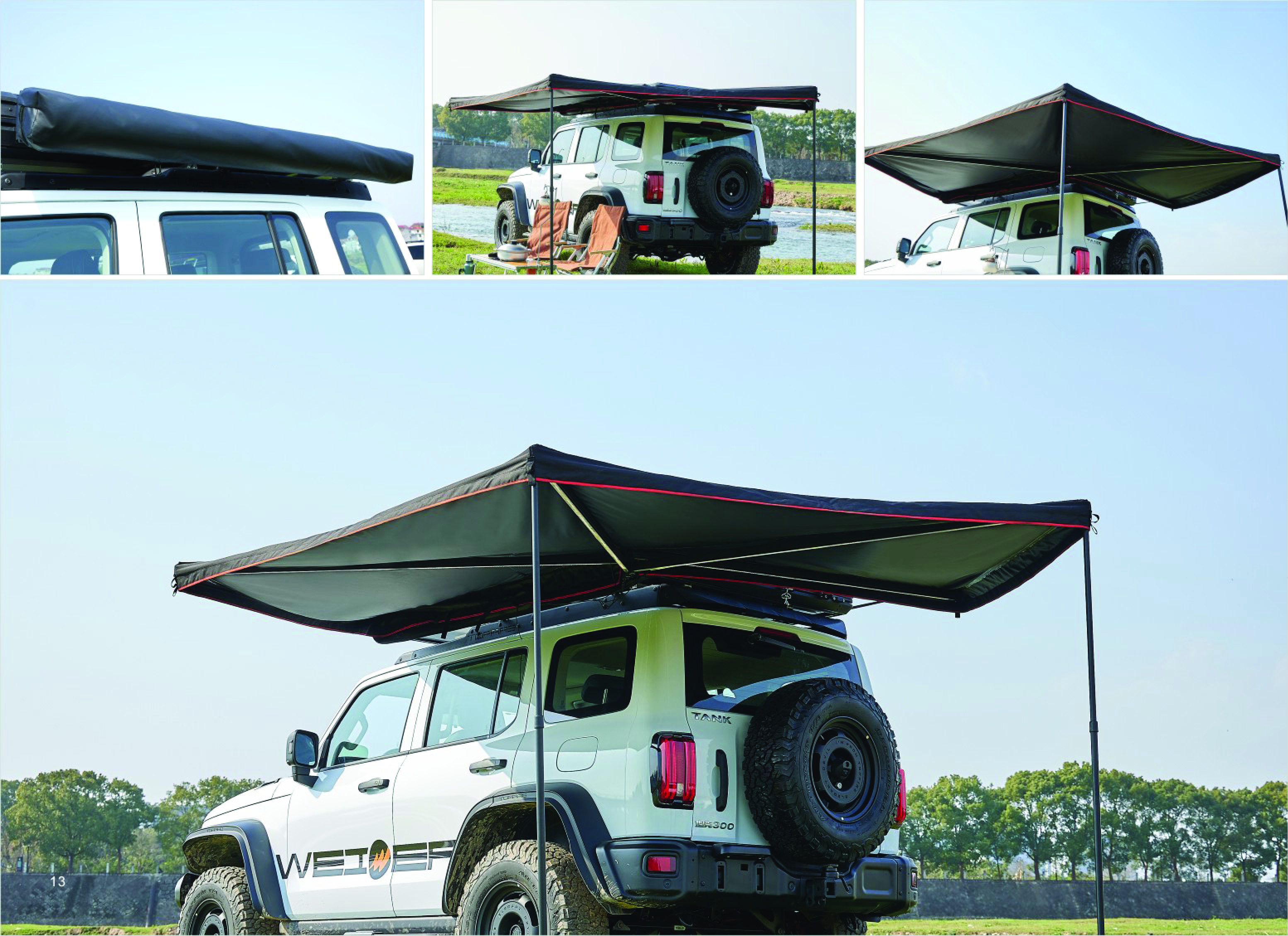Toldo Lateral Coche 270º, Toldo Impermeable Vehículo, Oxford 600D, Marco Aluminio, para SUV Furgoneta, Camping Overland-JVB's Adventure